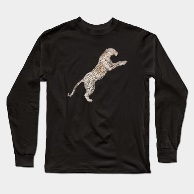 Leaping Leopard Long Sleeve T-Shirt by wanderinglaur